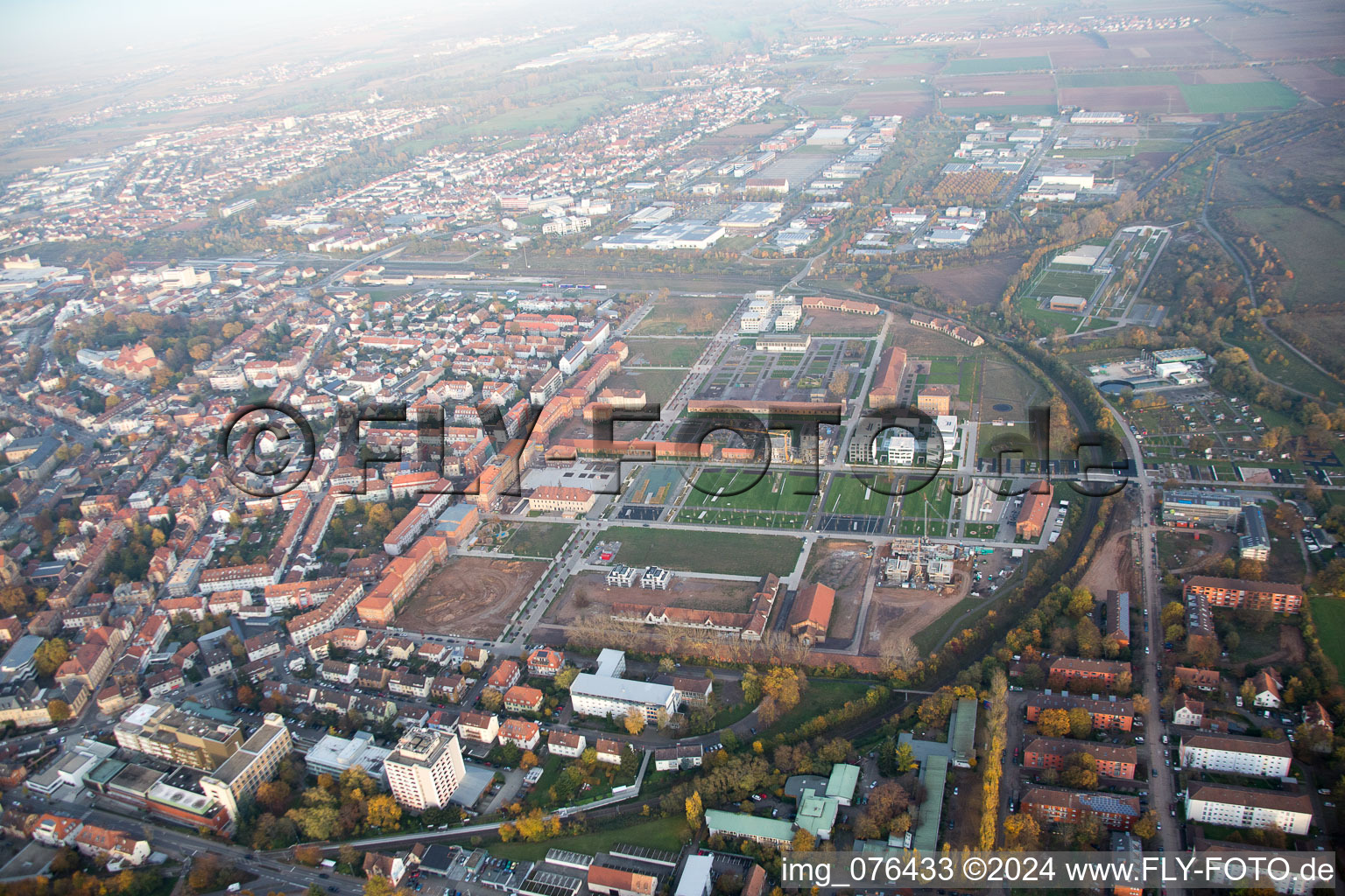 Oblique view of Landau in der Pfalz in the state Rhineland-Palatinate, Germany