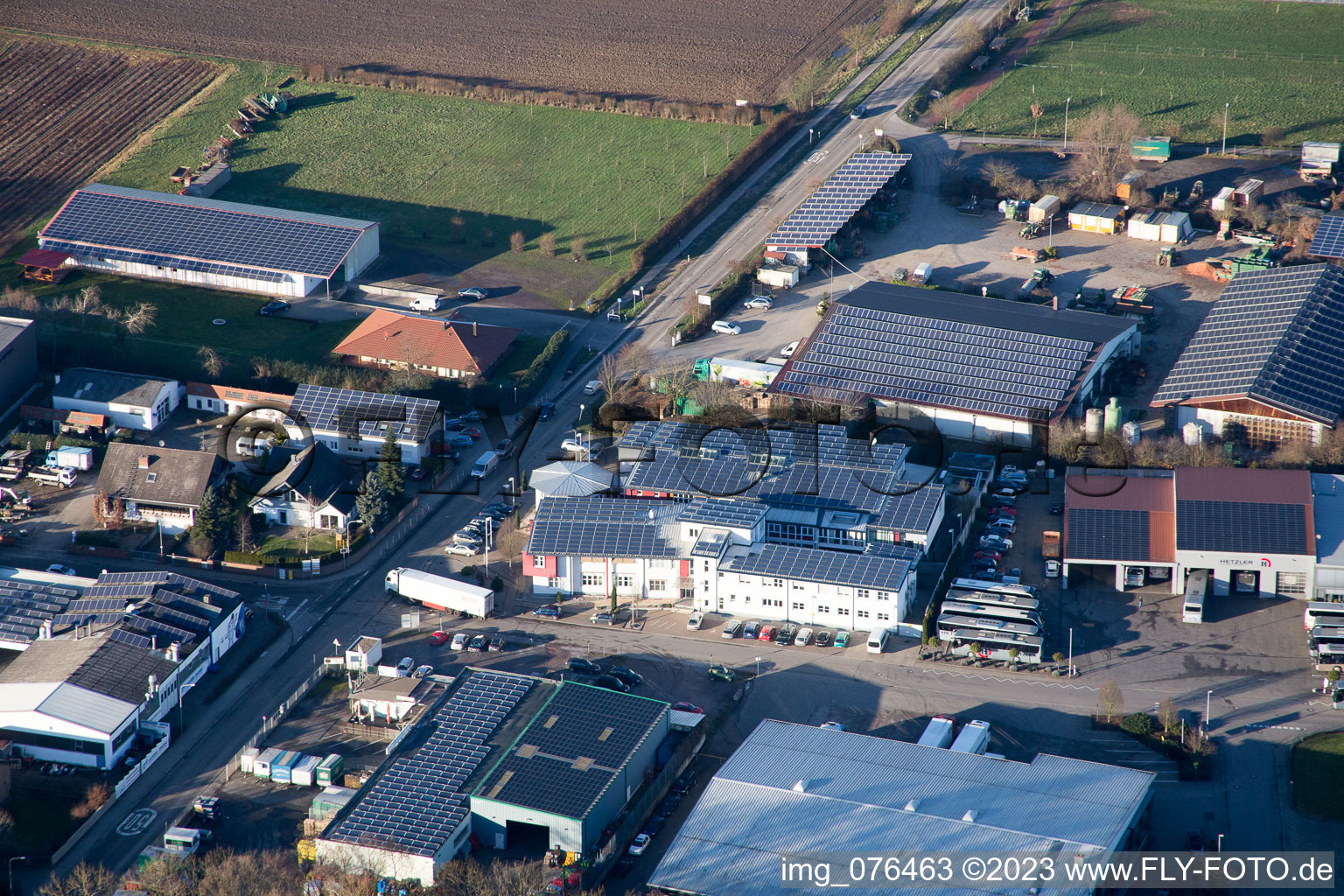 Oblique view of District Herxheim in Herxheim bei Landau/Pfalz in the state Rhineland-Palatinate, Germany