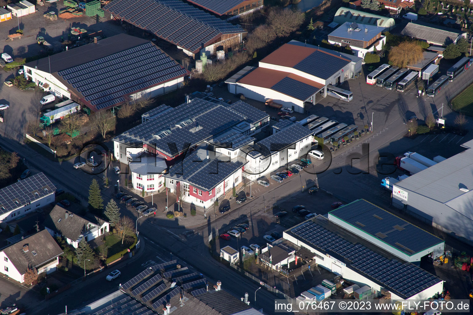 District Herxheim in Herxheim bei Landau in the state Rhineland-Palatinate, Germany from the plane