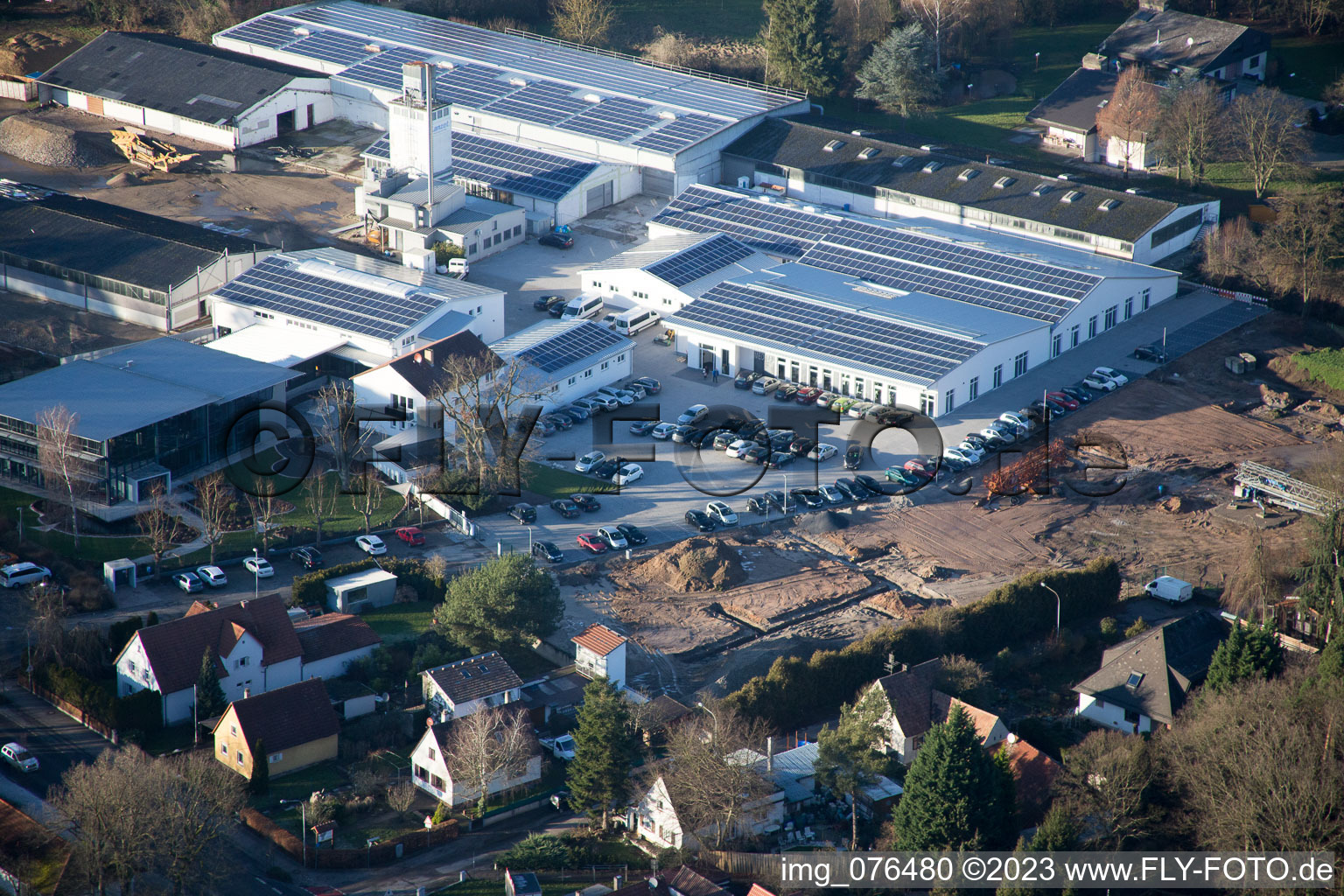 District Herxheim in Herxheim bei Landau in the state Rhineland-Palatinate, Germany seen from above