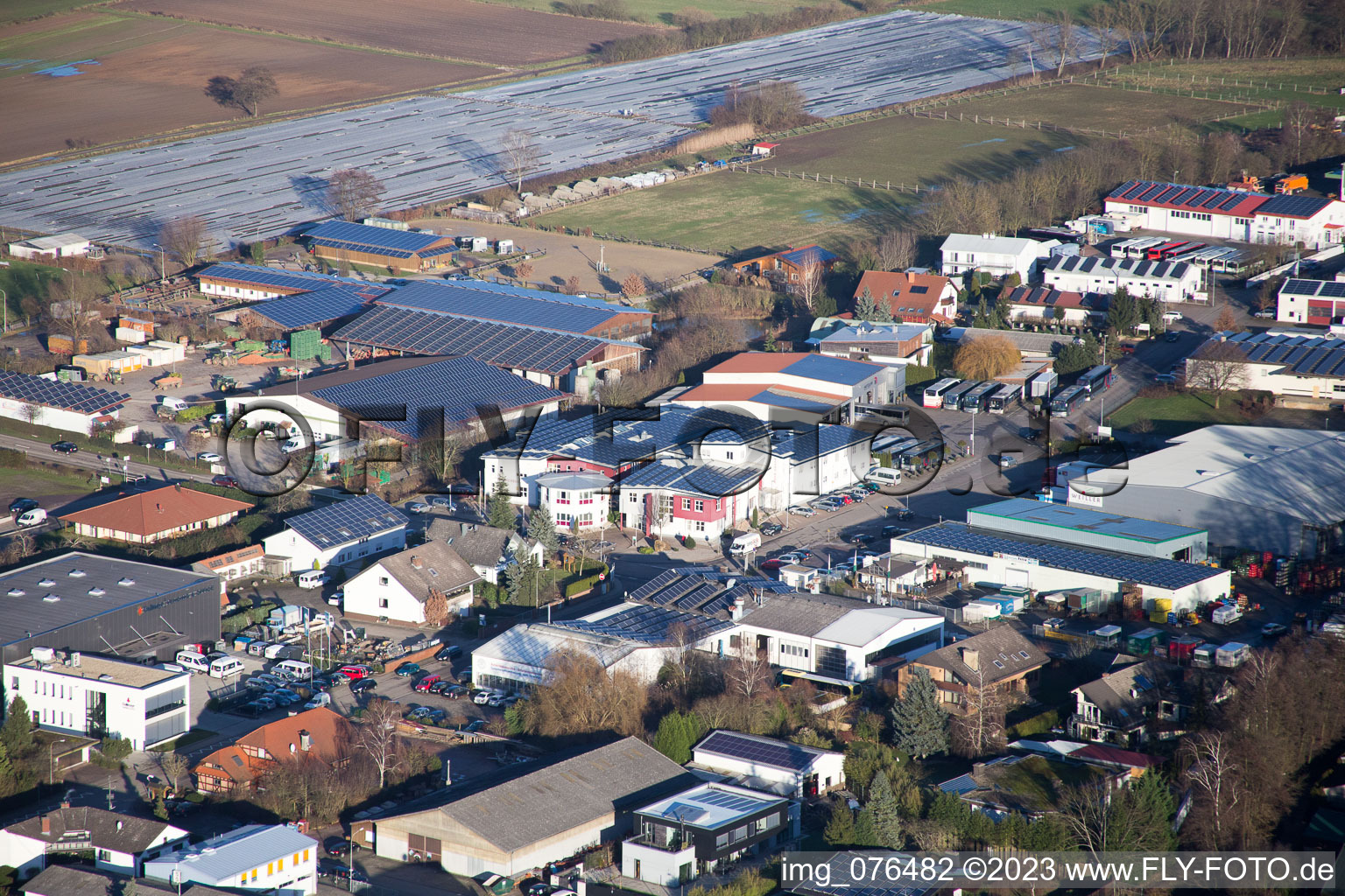 Bird's eye view of District Herxheim in Herxheim bei Landau in the state Rhineland-Palatinate, Germany