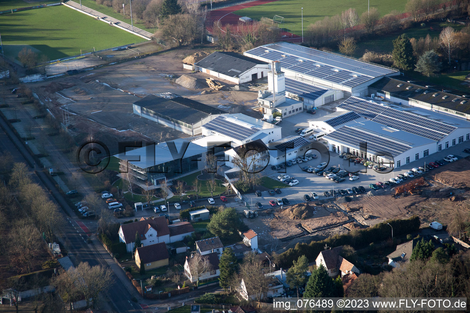 Aerial view of District Herxheim in Herxheim bei Landau/Pfalz in the state Rhineland-Palatinate, Germany