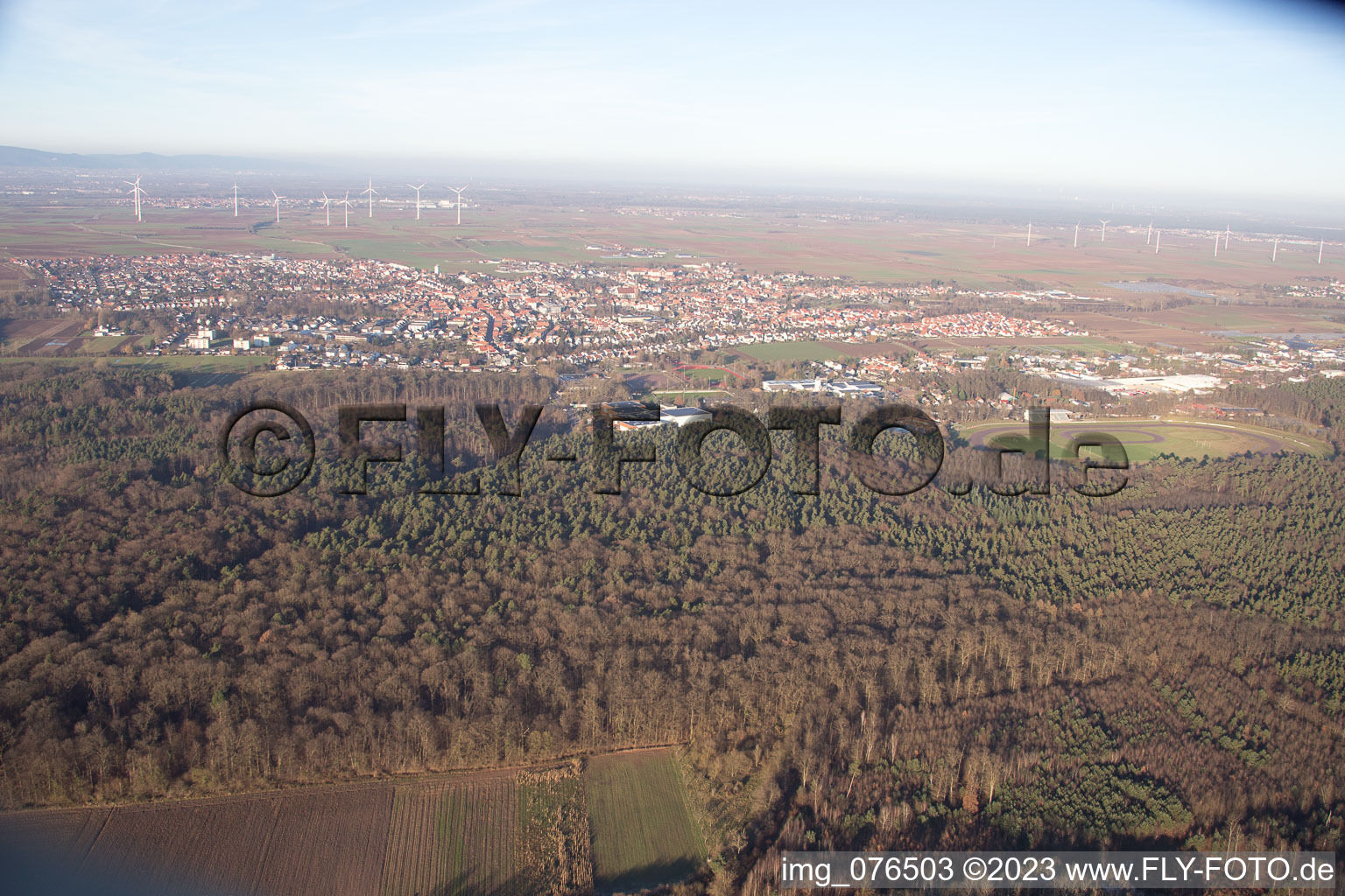 Aerial view of District Herxheim in Herxheim bei Landau in the state Rhineland-Palatinate, Germany