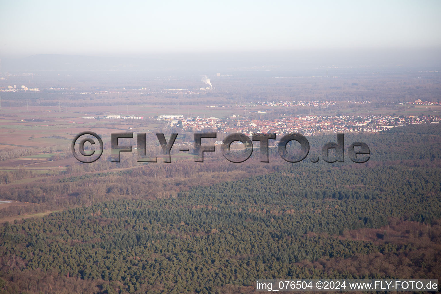 Rülzheim in the state Rhineland-Palatinate, Germany seen from a drone