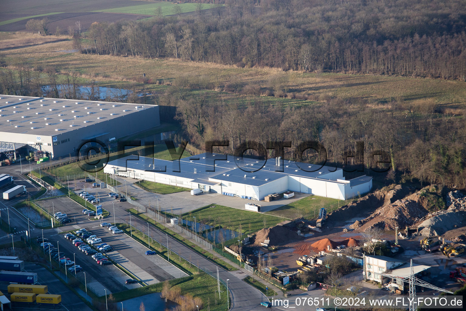 Horst Industrial Estate, Alfa Aesar GmbH in the district Minderslachen in Kandel in the state Rhineland-Palatinate, Germany out of the air