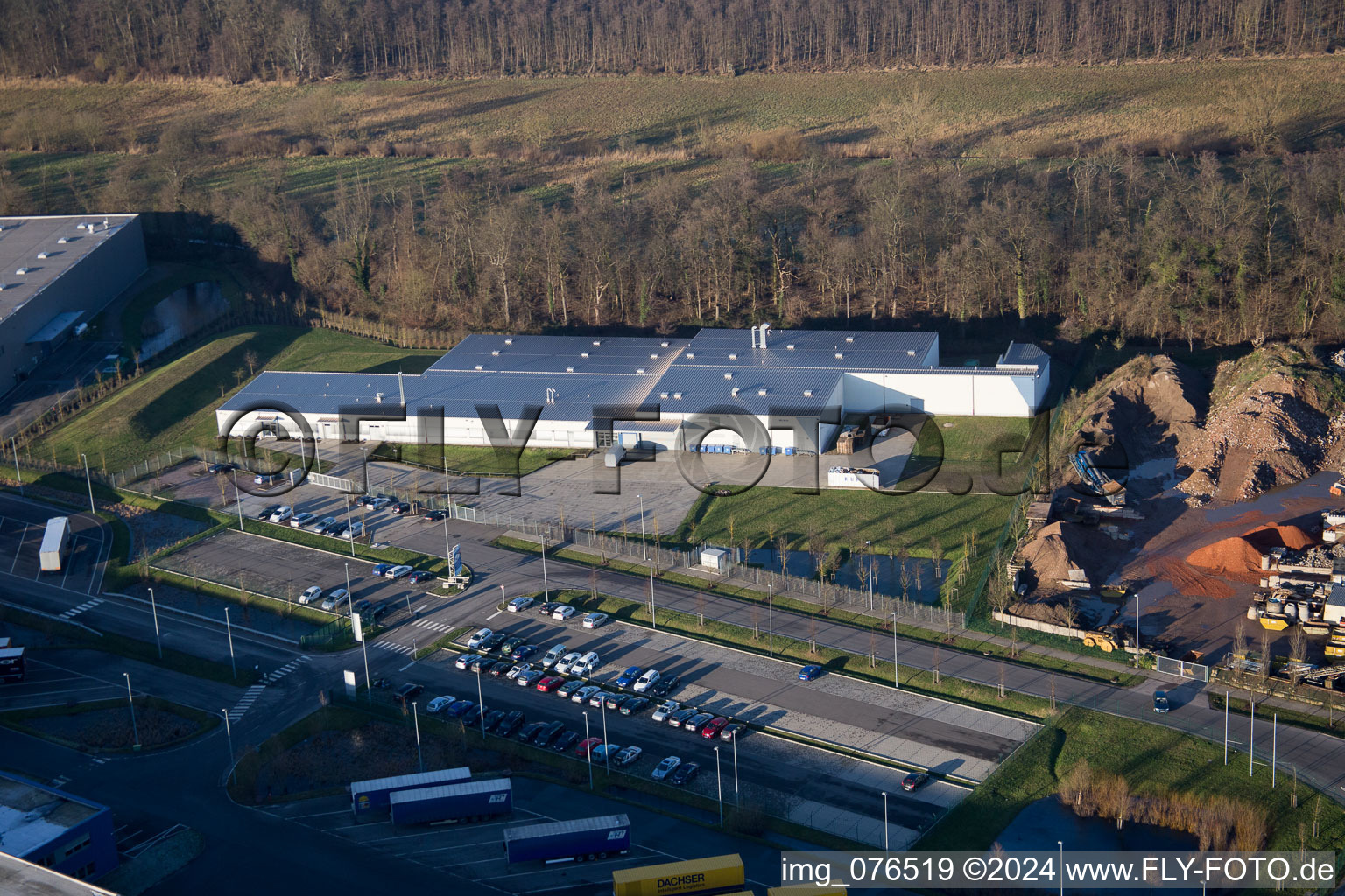 Horst Industrial Estate, Alfa Aesar GmbH in the district Minderslachen in Kandel in the state Rhineland-Palatinate, Germany from a drone