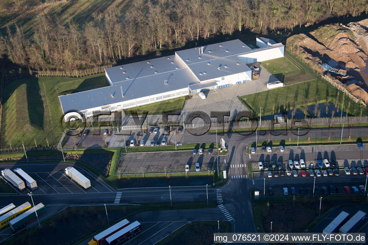 Aerial view of Horst Industrial Estate, Alfa Aesar GmbH in the district Minderslachen in Kandel in the state Rhineland-Palatinate, Germany