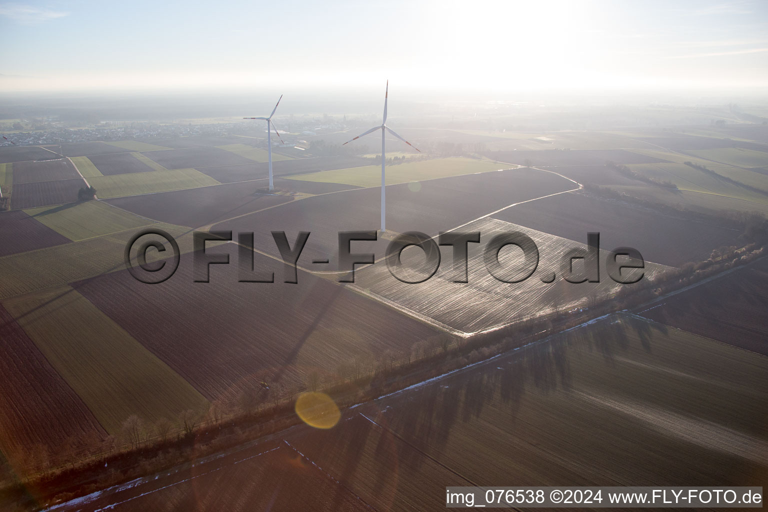 Drone recording of Minfeld in the state Rhineland-Palatinate, Germany