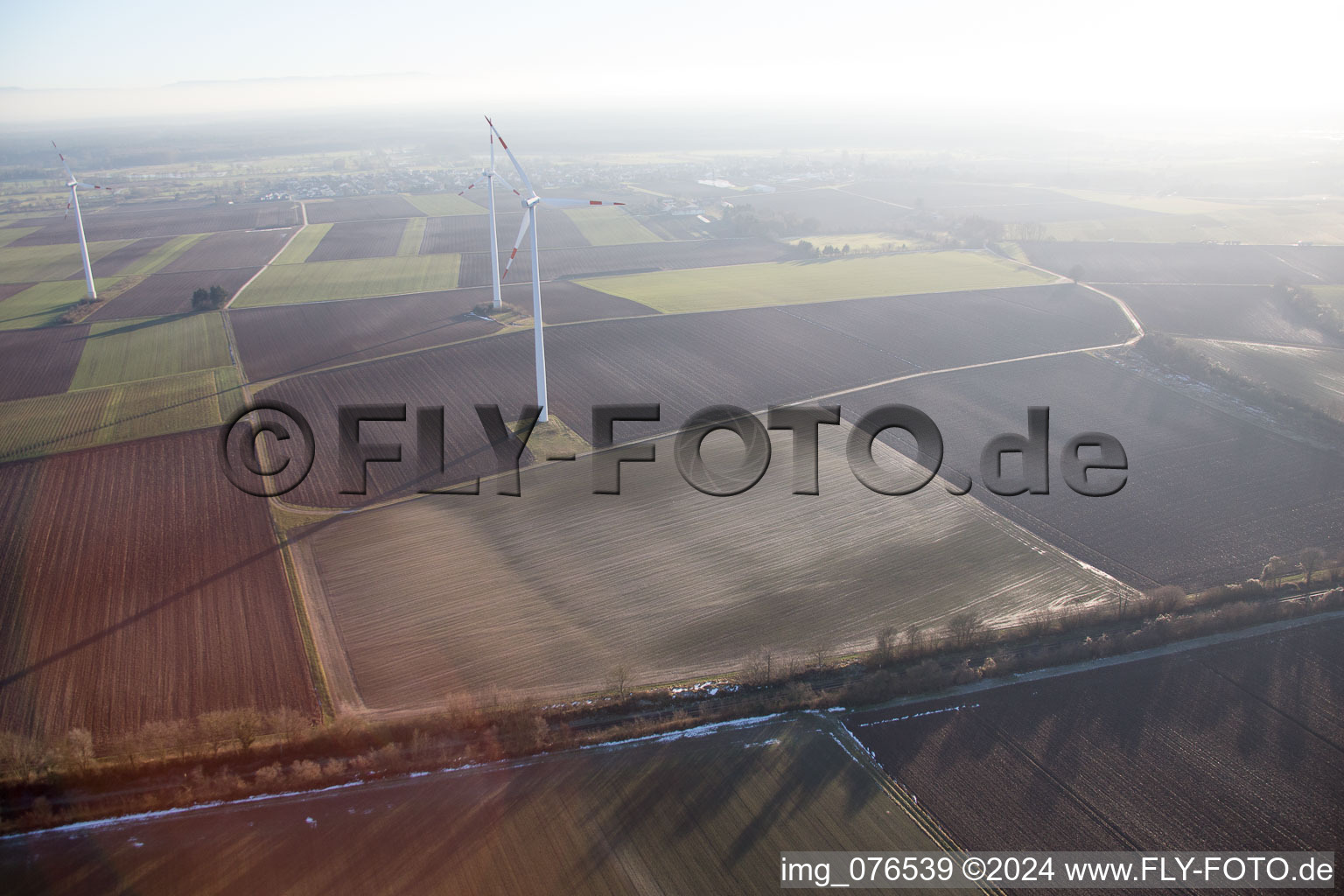 Drone image of Minfeld in the state Rhineland-Palatinate, Germany