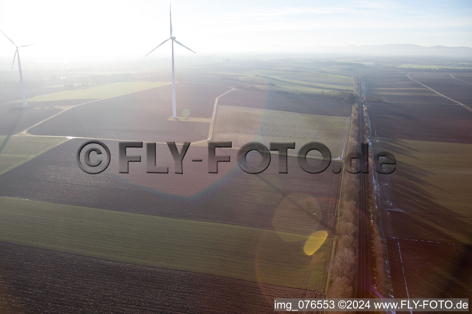 Drone image of Minfeld in the state Rhineland-Palatinate, Germany