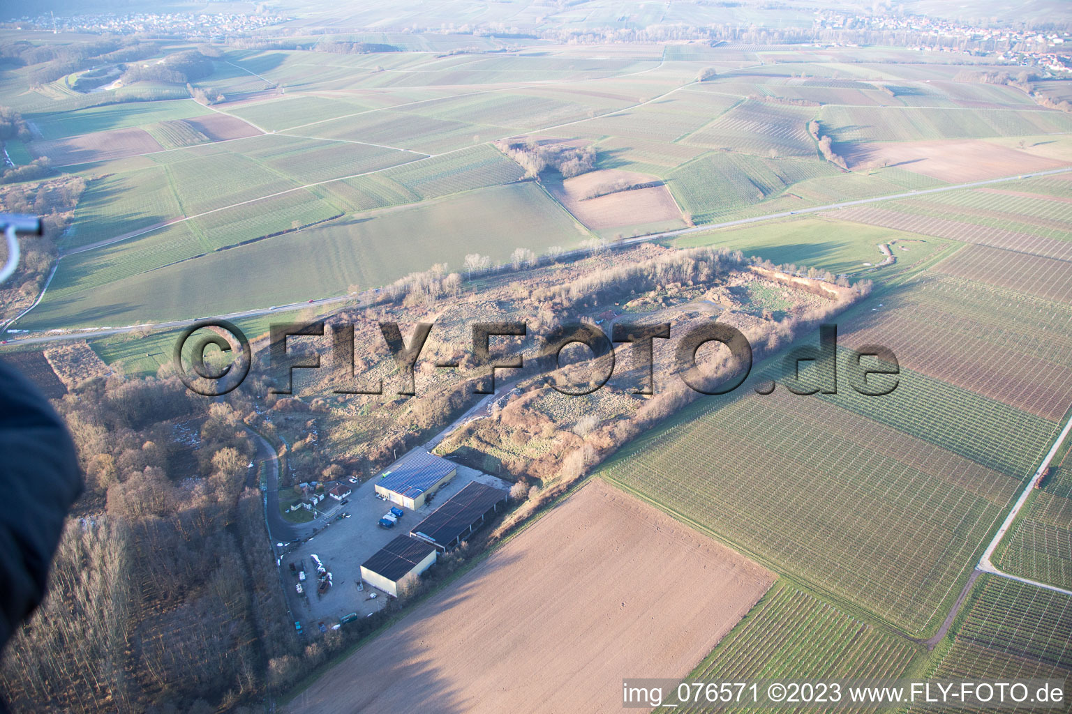 Aerial view of Landfill in Niederhorbach in the state Rhineland-Palatinate, Germany
