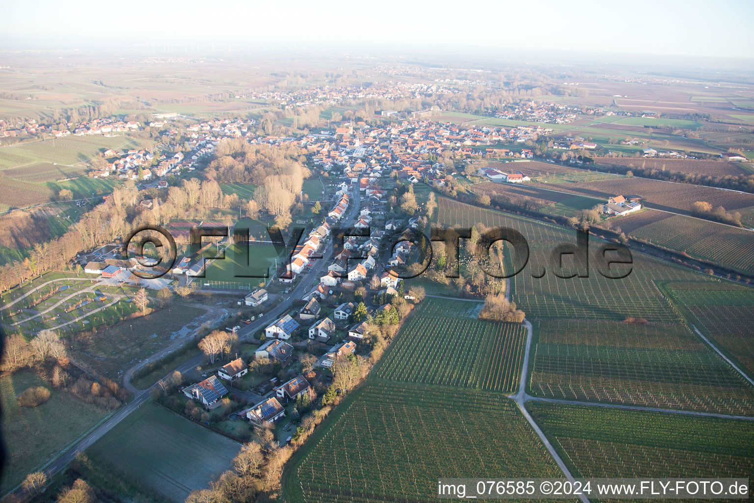 Aerial view of Camping in the Klingbach Valley in the district Klingen in Heuchelheim-Klingen in the state Rhineland-Palatinate, Germany