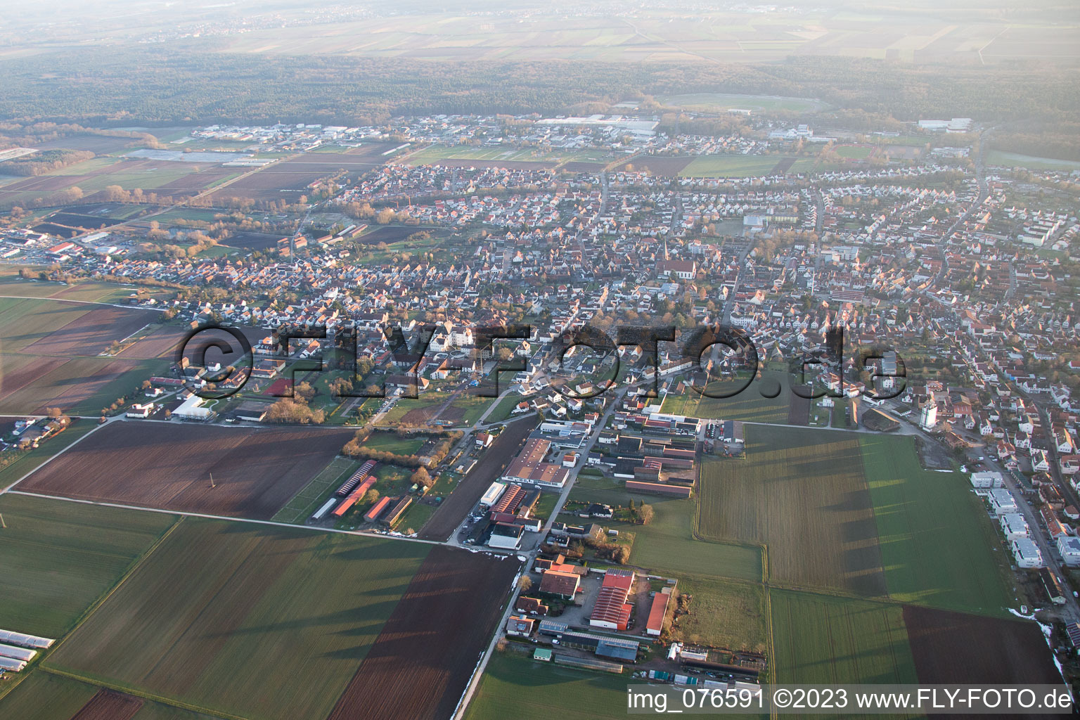 Aerial photograpy of District Herxheim in Herxheim bei Landau in the state Rhineland-Palatinate, Germany