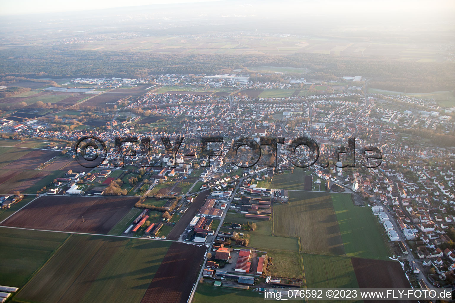 Oblique view of District Herxheim in Herxheim bei Landau in the state Rhineland-Palatinate, Germany