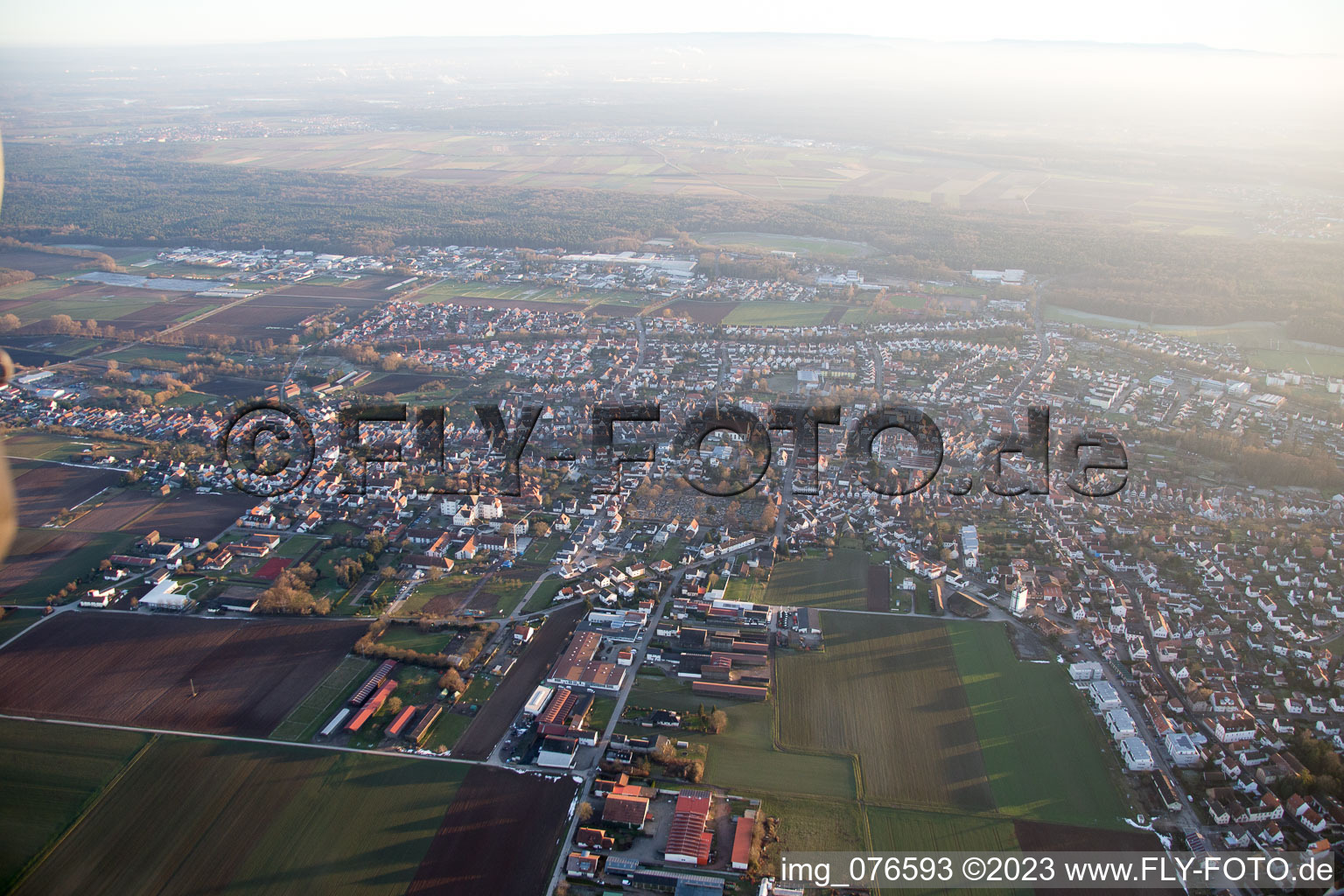 District Herxheim in Herxheim bei Landau/Pfalz in the state Rhineland-Palatinate, Germany from above