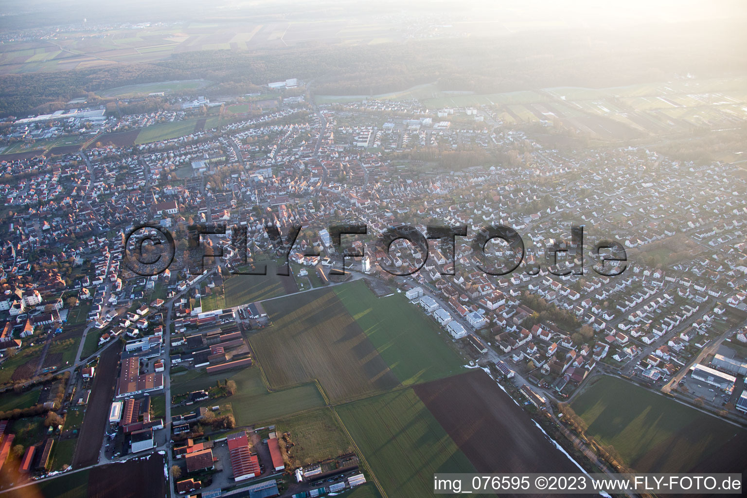 District Herxheim in Herxheim bei Landau in the state Rhineland-Palatinate, Germany seen from above