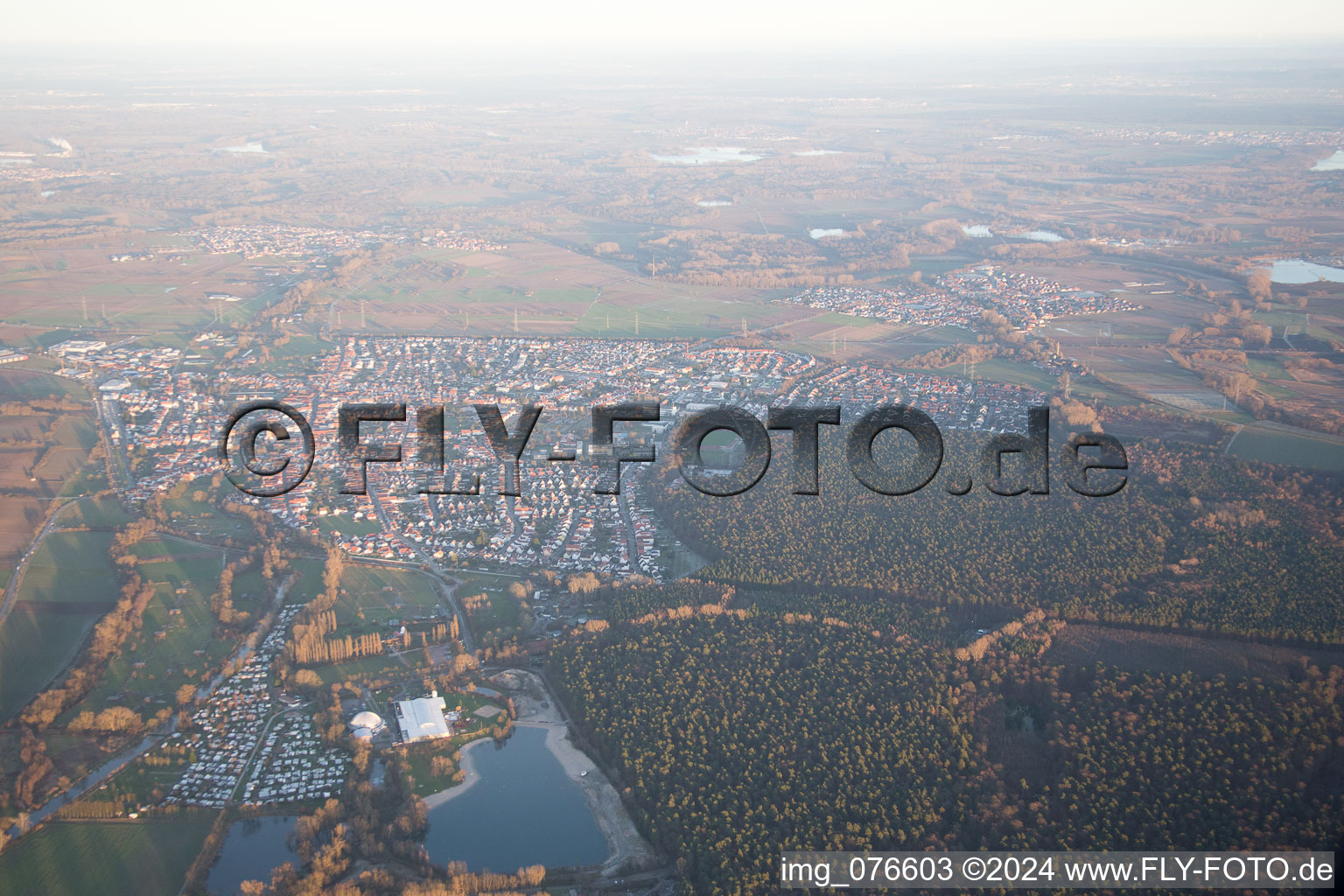 Oblique view of Rülzheim in the state Rhineland-Palatinate, Germany