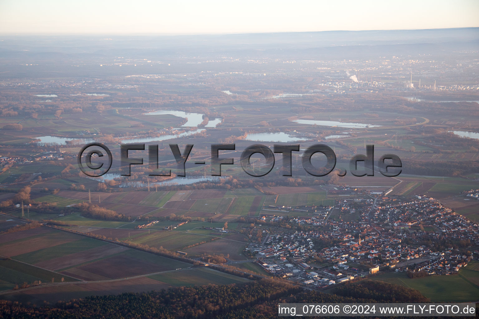 Drone image of Rheinzabern in the state Rhineland-Palatinate, Germany