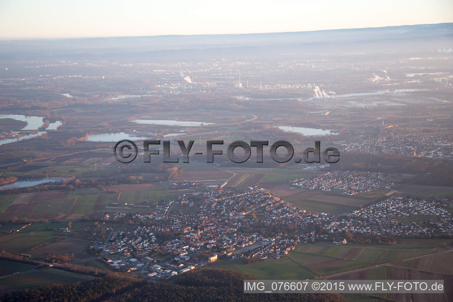 Rheinzabern in the state Rhineland-Palatinate, Germany from the drone perspective