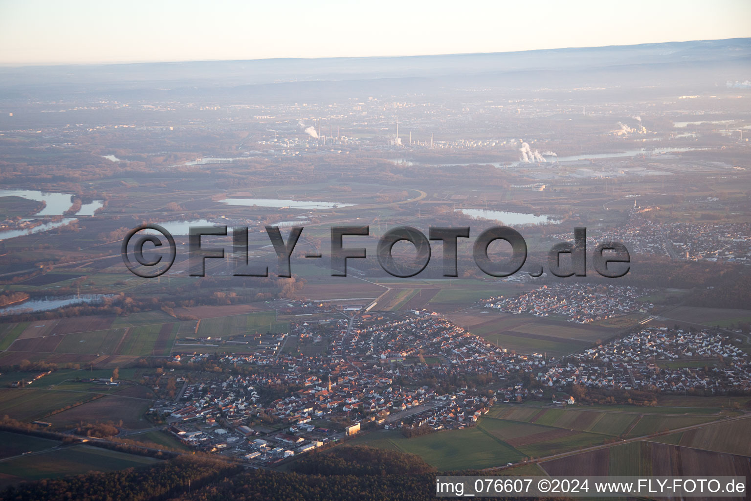 Rheinzabern in the state Rhineland-Palatinate, Germany from the drone perspective