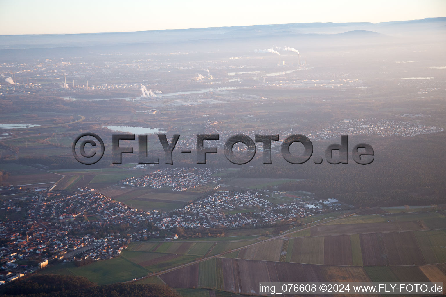 Rheinzabern in the state Rhineland-Palatinate, Germany from a drone