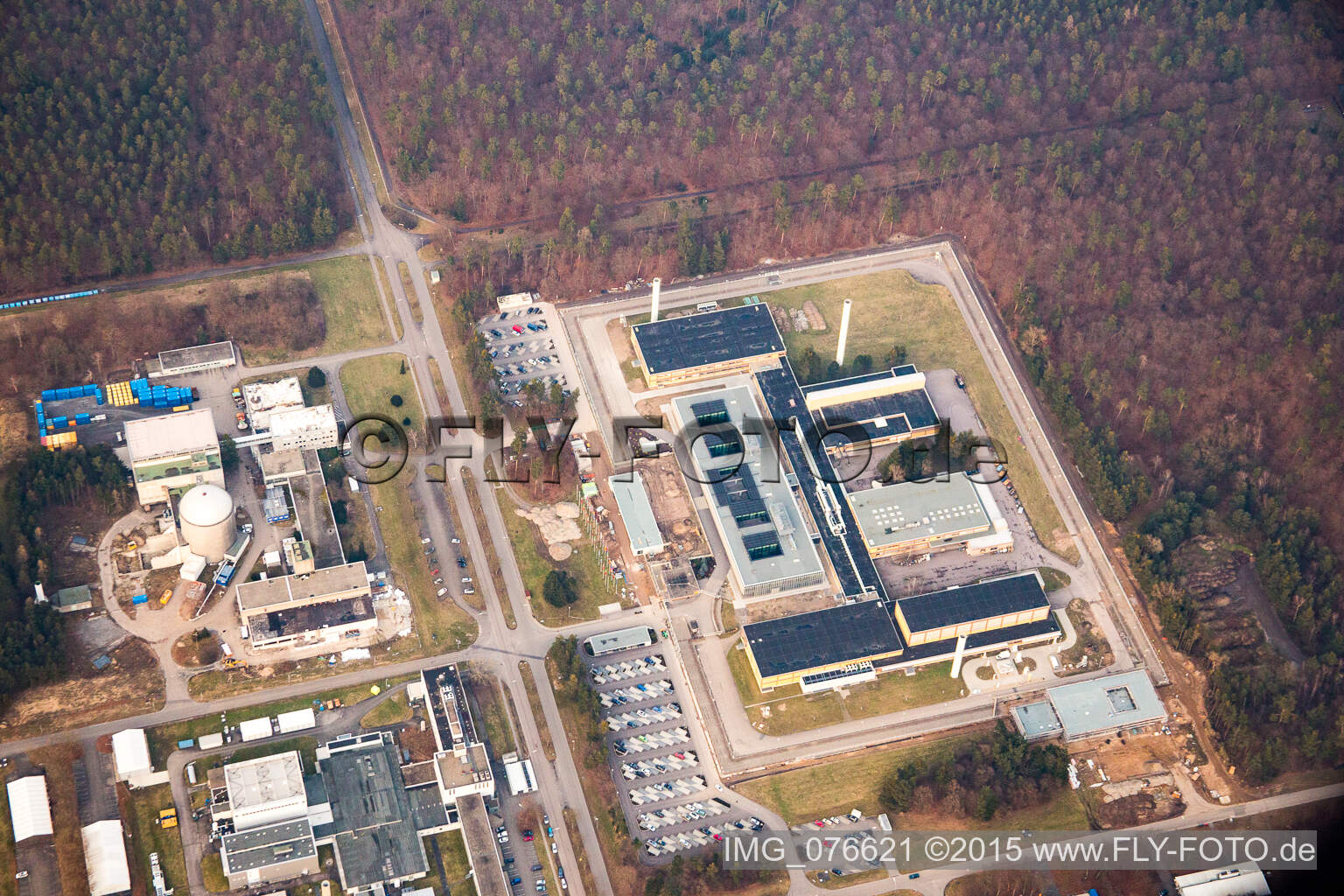 Aerial photograpy of KIK Campus North in the district Leopoldshafen in Eggenstein-Leopoldshafen in the state Baden-Wuerttemberg, Germany