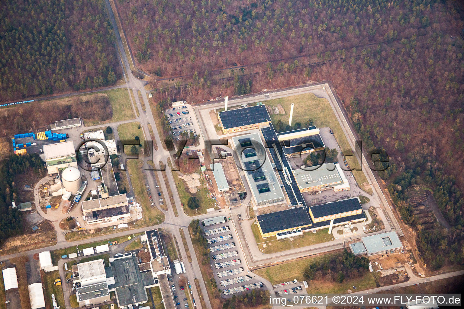 Aerial photograpy of KIK Campus North in the district Leopoldshafen in Eggenstein-Leopoldshafen in the state Baden-Wuerttemberg, Germany