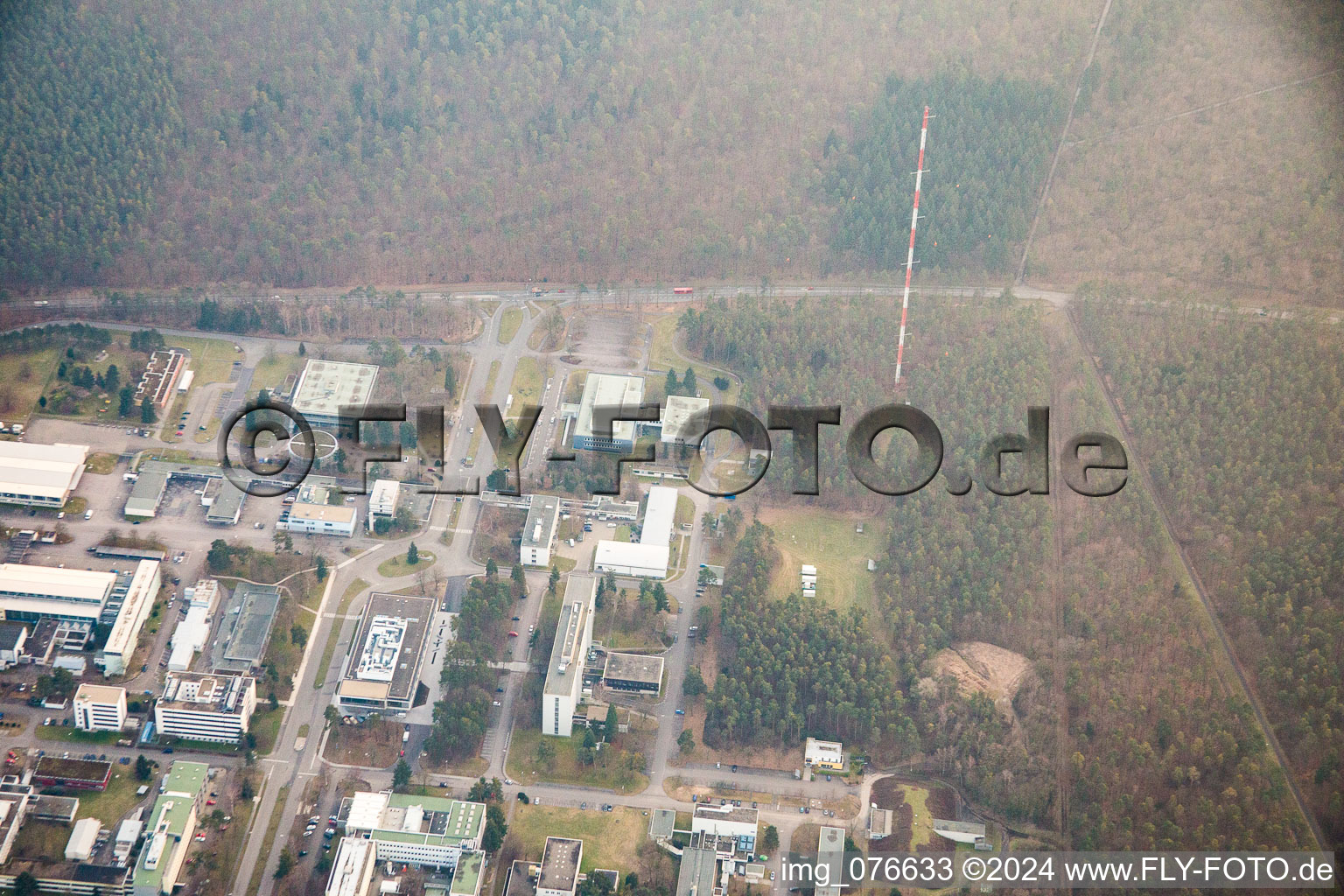 Bird's eye view of KIK Campus North in the district Leopoldshafen in Eggenstein-Leopoldshafen in the state Baden-Wuerttemberg, Germany