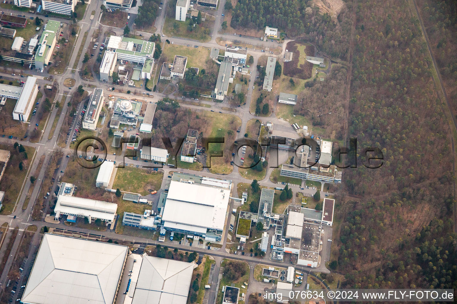 KIK Campus North in the district Leopoldshafen in Eggenstein-Leopoldshafen in the state Baden-Wuerttemberg, Germany viewn from the air