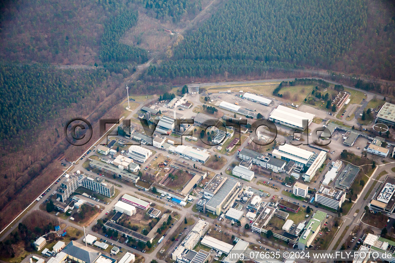 Drone recording of KIK Campus North in the district Leopoldshafen in Eggenstein-Leopoldshafen in the state Baden-Wuerttemberg, Germany