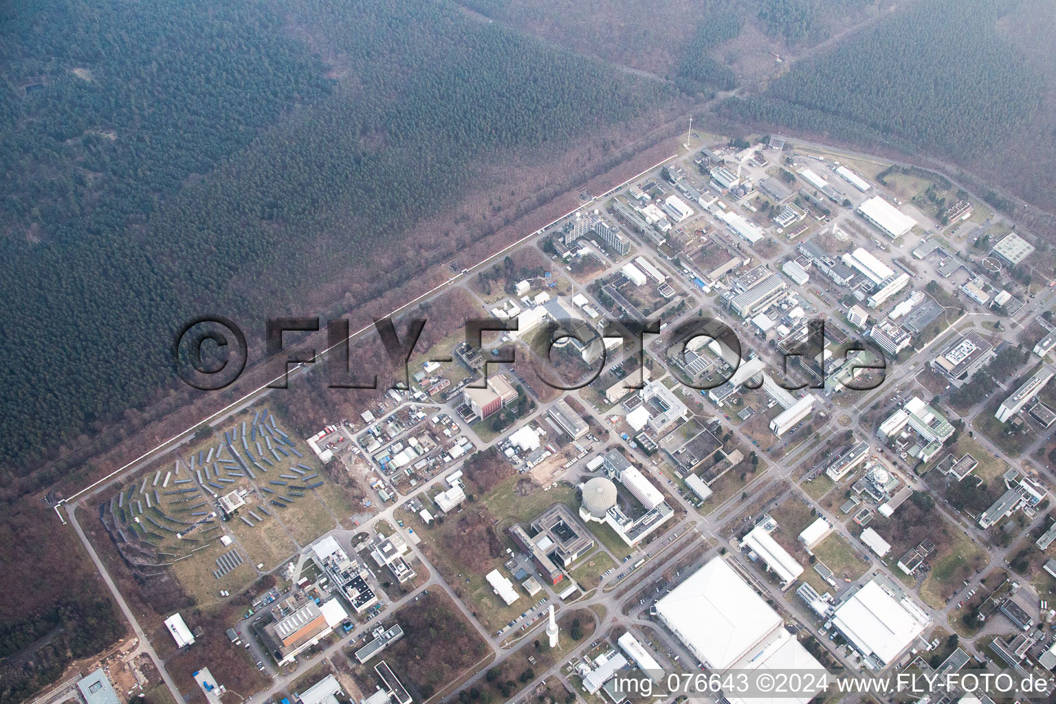 Aerial photograpy of KIK Campus North in the district Leopoldshafen in Eggenstein-Leopoldshafen in the state Baden-Wuerttemberg, Germany