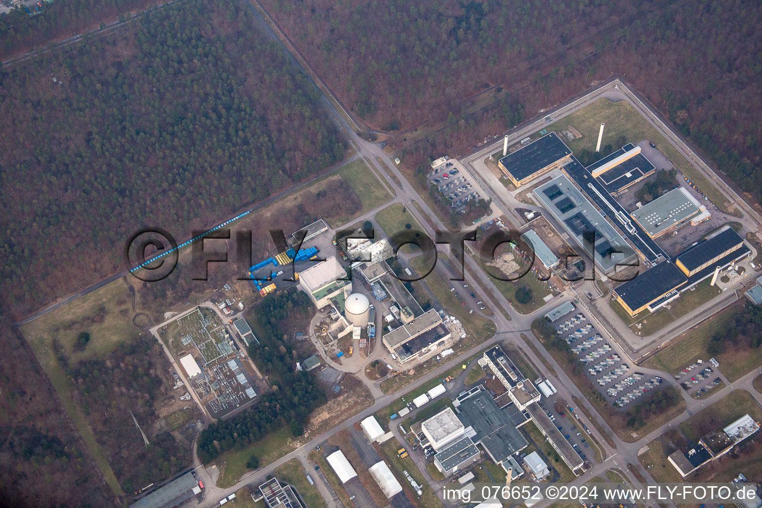 Bird's eye view of KIK Campus North in the district Leopoldshafen in Eggenstein-Leopoldshafen in the state Baden-Wuerttemberg, Germany