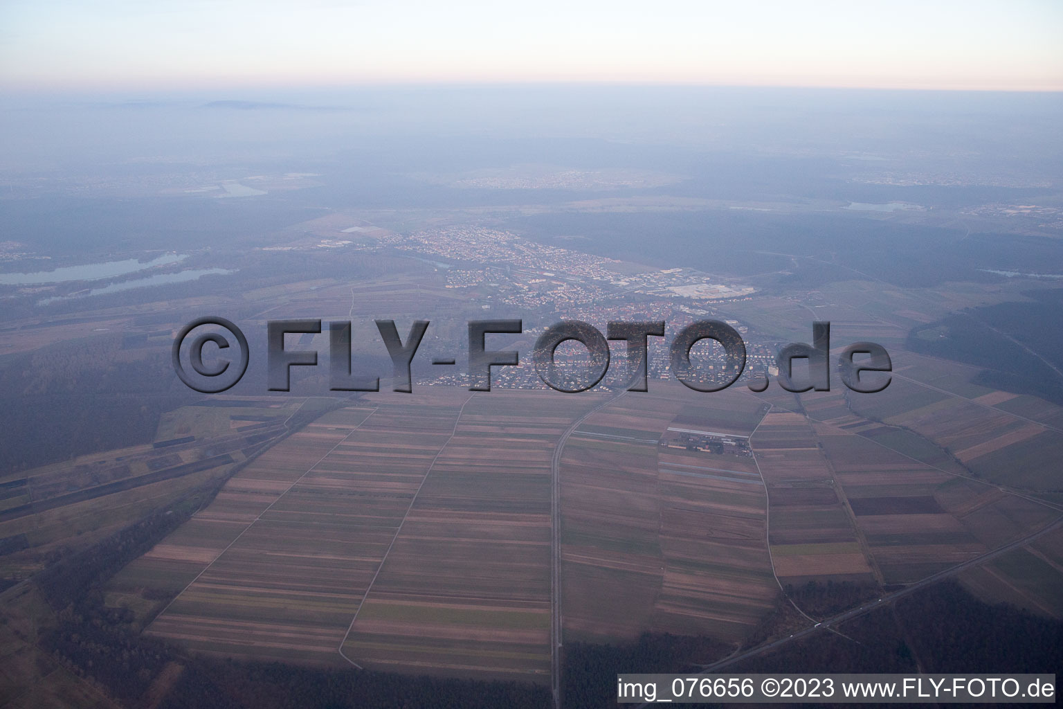 Aerial view of District Graben in Graben-Neudorf in the state Baden-Wuerttemberg, Germany