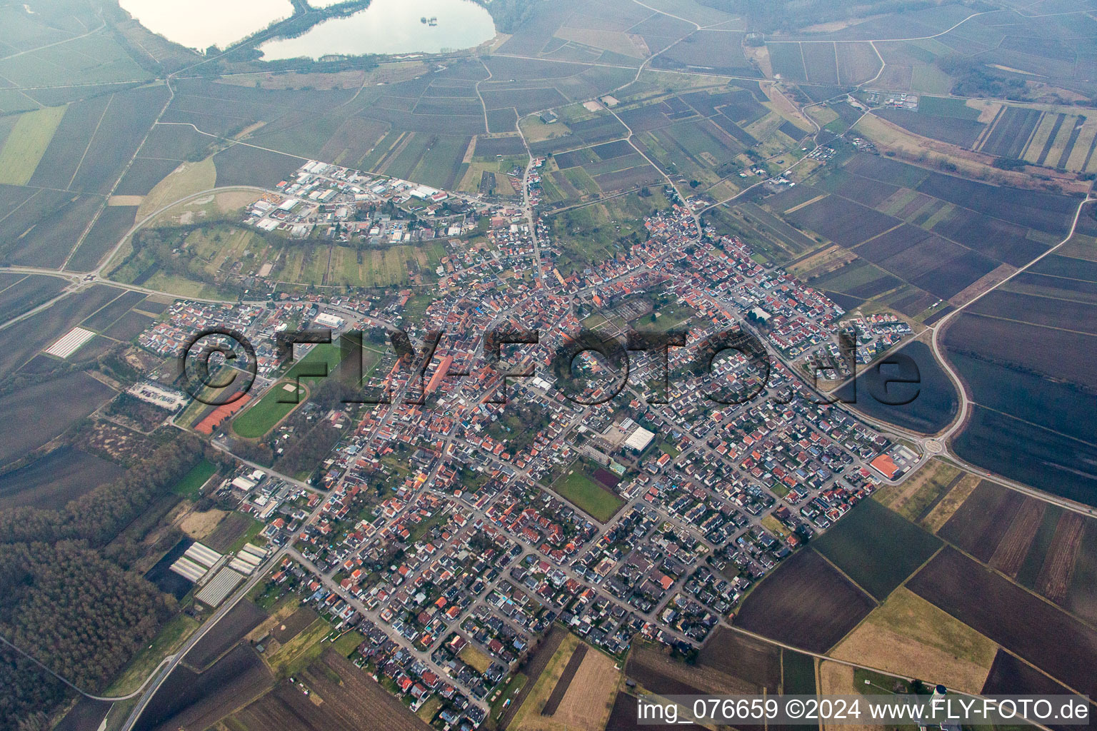 Aerial photograpy of District Liedolsheim in Dettenheim in the state Baden-Wuerttemberg, Germany