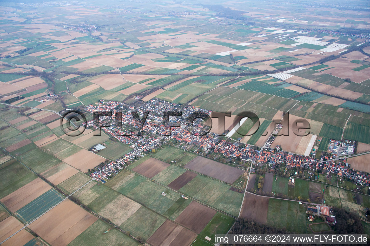 Freckenfeld in the state Rhineland-Palatinate, Germany from the plane