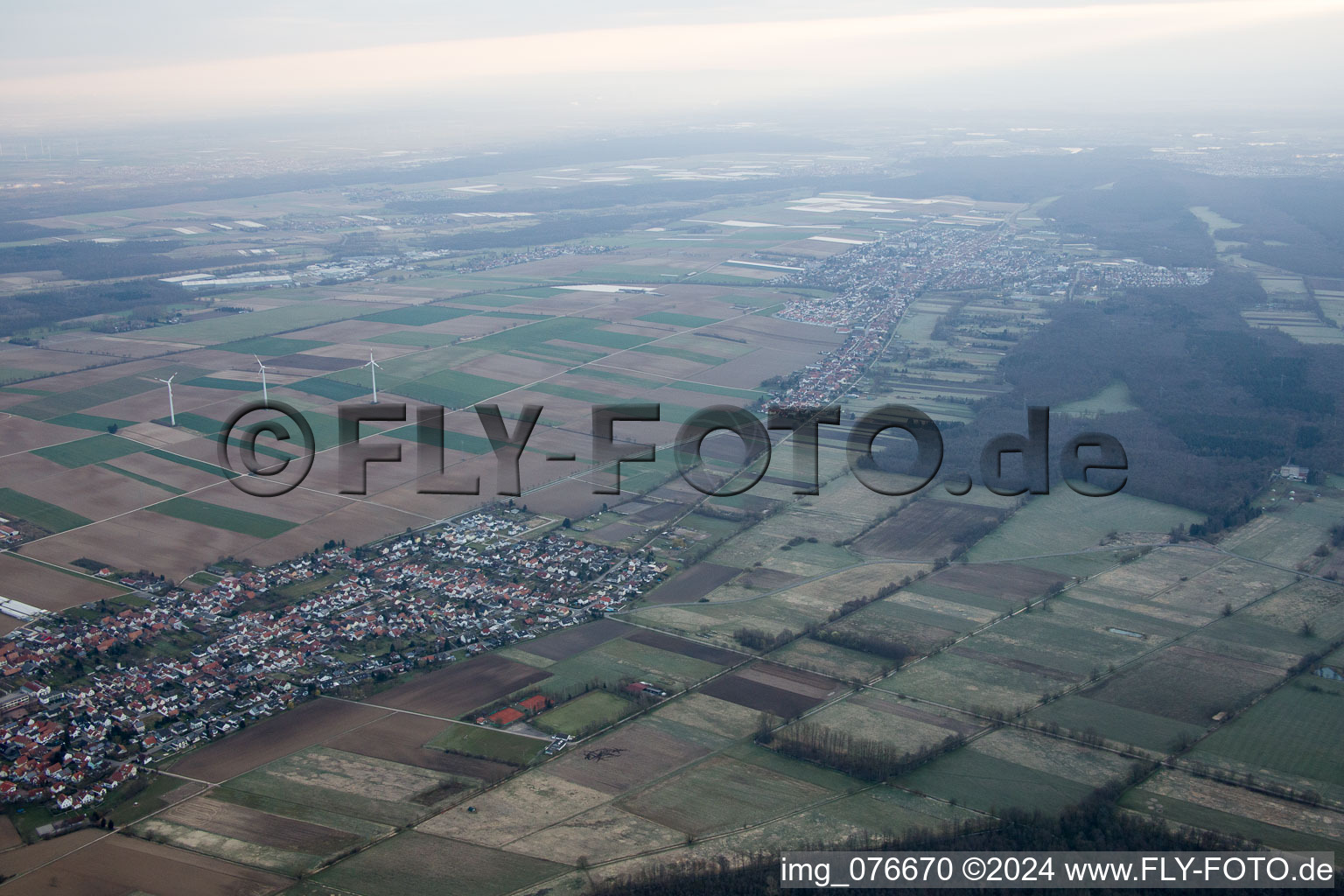 Minfeld in the state Rhineland-Palatinate, Germany from a drone