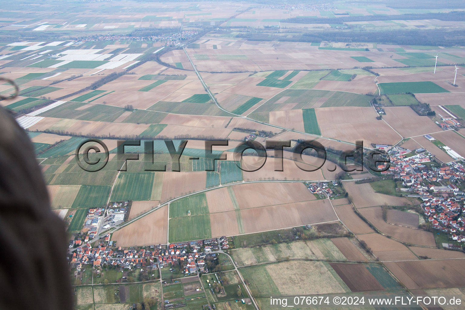 Oblique view of Minfeld in the state Rhineland-Palatinate, Germany