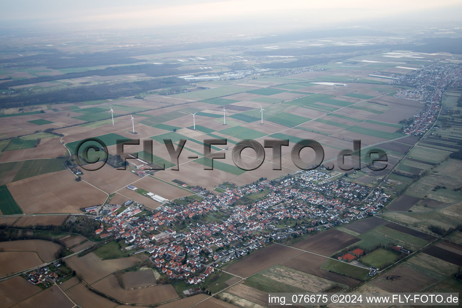 Minfeld in the state Rhineland-Palatinate, Germany from above