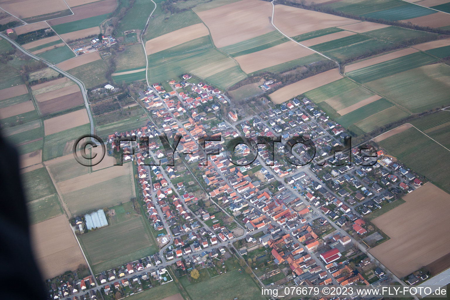 Freckenfeld in the state Rhineland-Palatinate, Germany viewn from the air