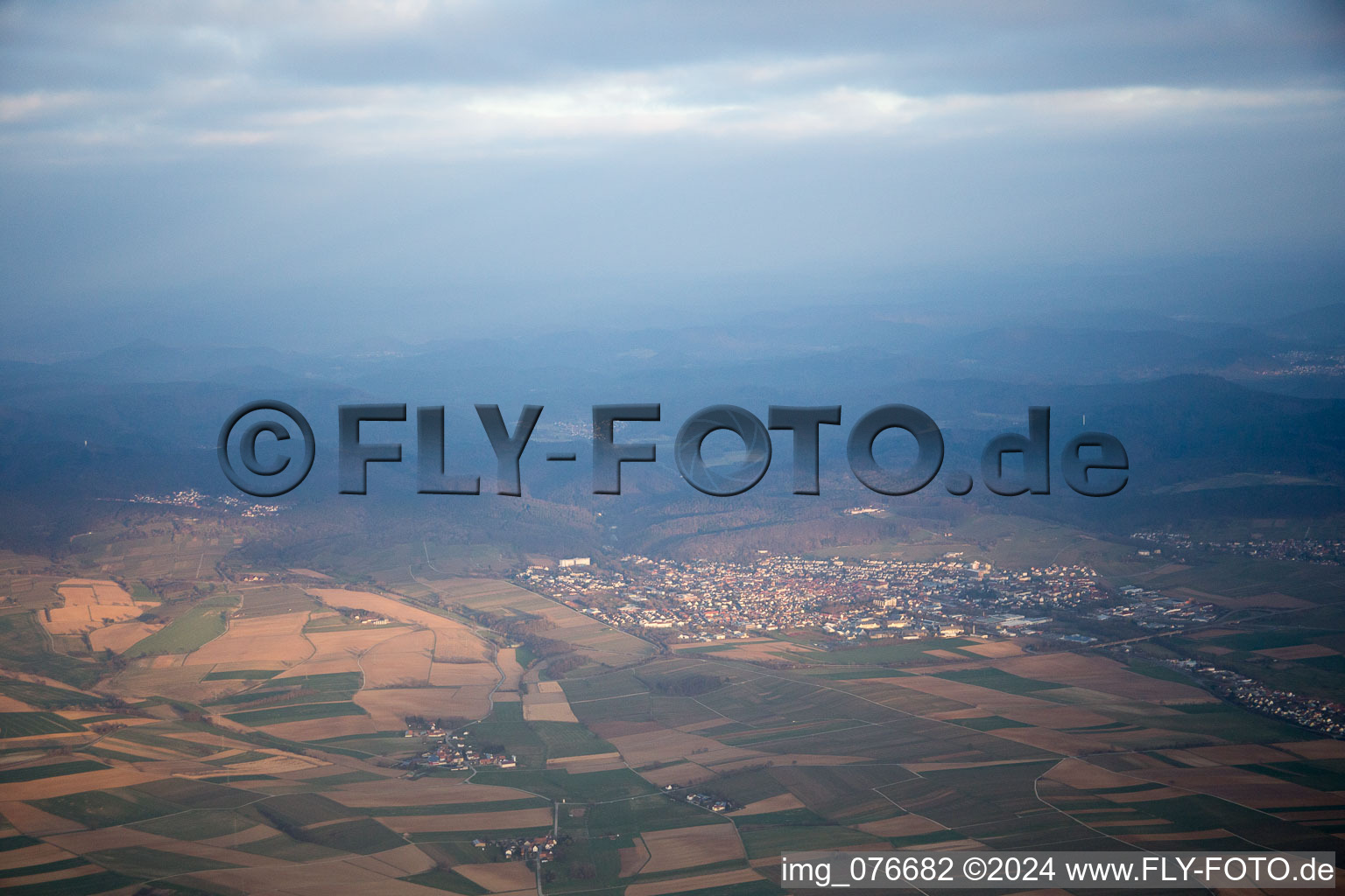 Bad Bergzabern in the state Rhineland-Palatinate, Germany seen from a drone