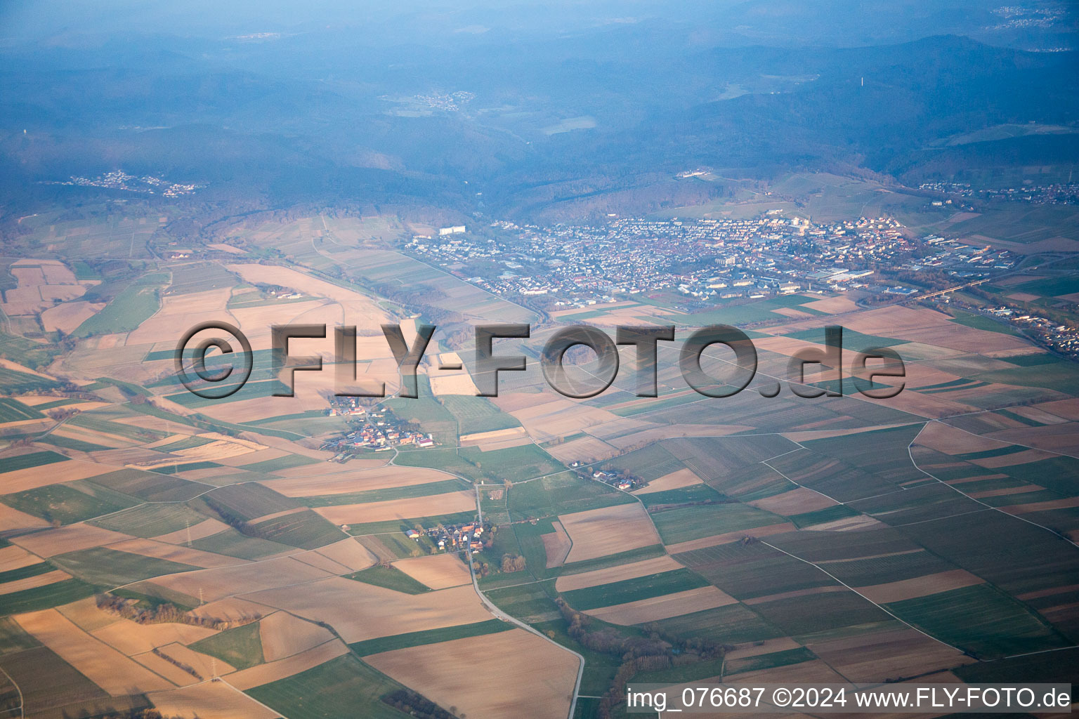 Aerial view of Bad Bergzabern in the state Rhineland-Palatinate, Germany