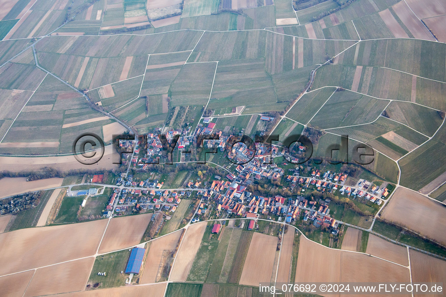 Oblique view of Dierbach in the state Rhineland-Palatinate, Germany