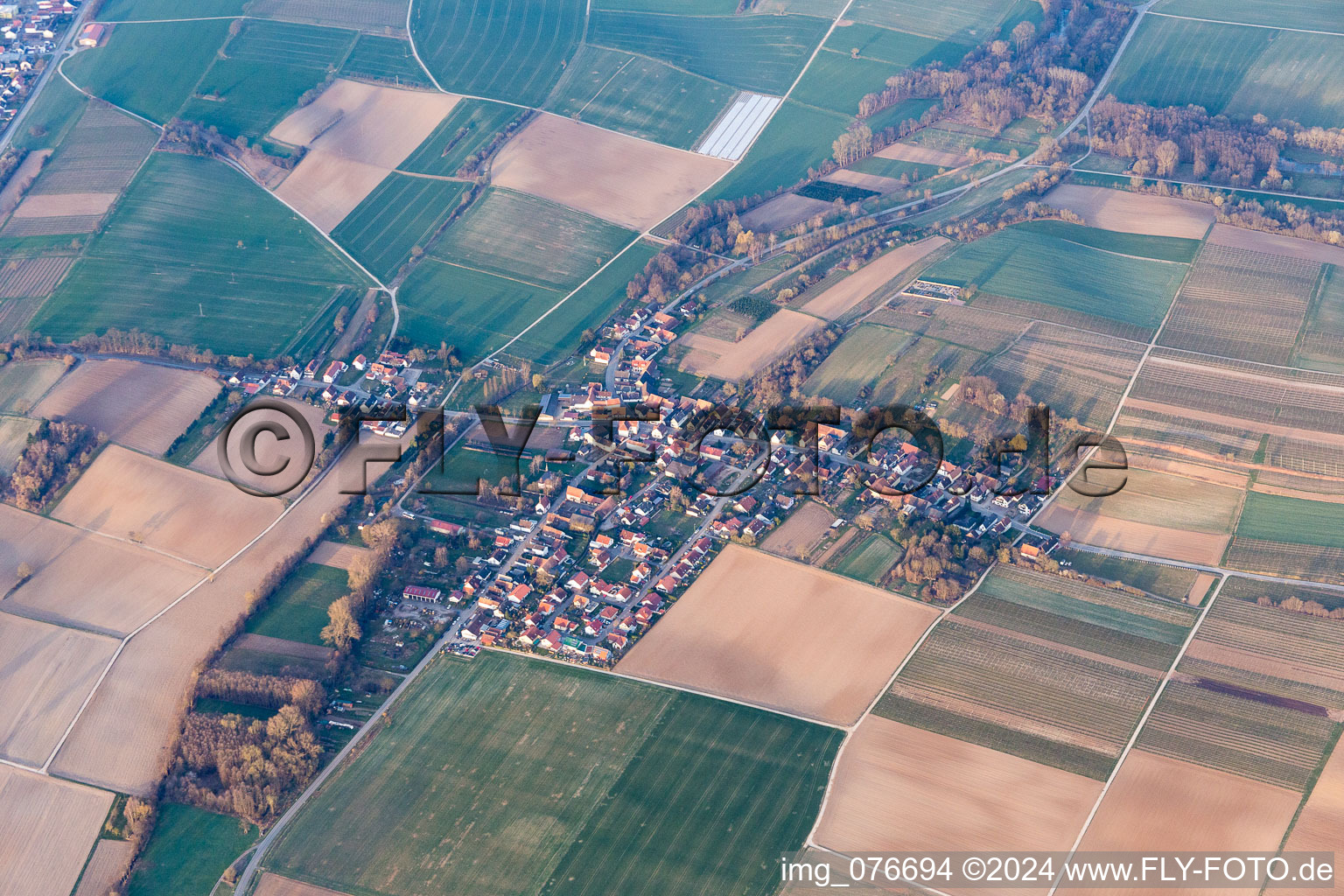 Aerial view of District Kleinsteinfeld in Niederotterbach in the state Rhineland-Palatinate, Germany