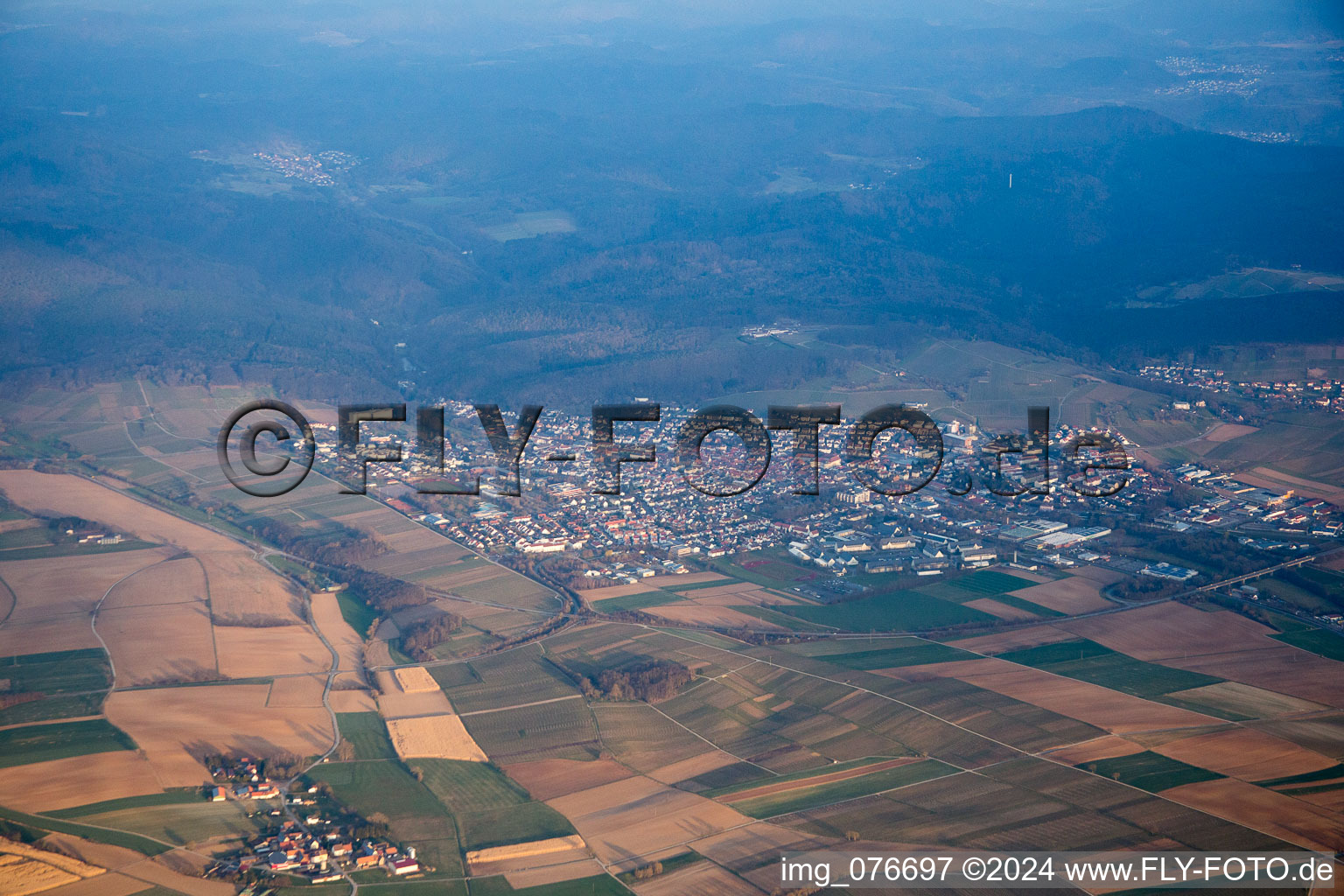 Aerial photograpy of Bad Bergzabern in the state Rhineland-Palatinate, Germany