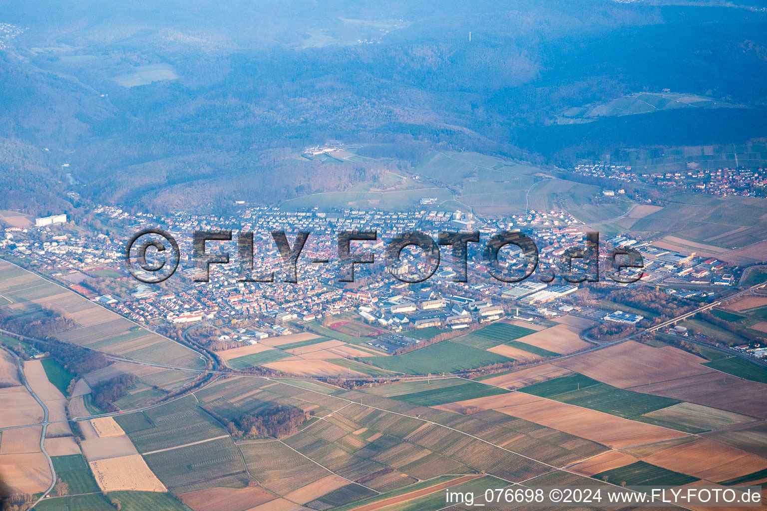 Oblique view of Bad Bergzabern in the state Rhineland-Palatinate, Germany