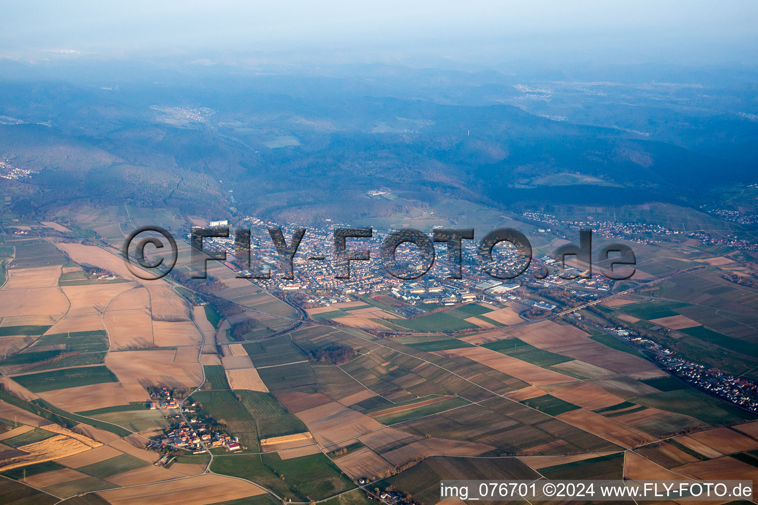 Bad Bergzabern in the state Rhineland-Palatinate, Germany from above