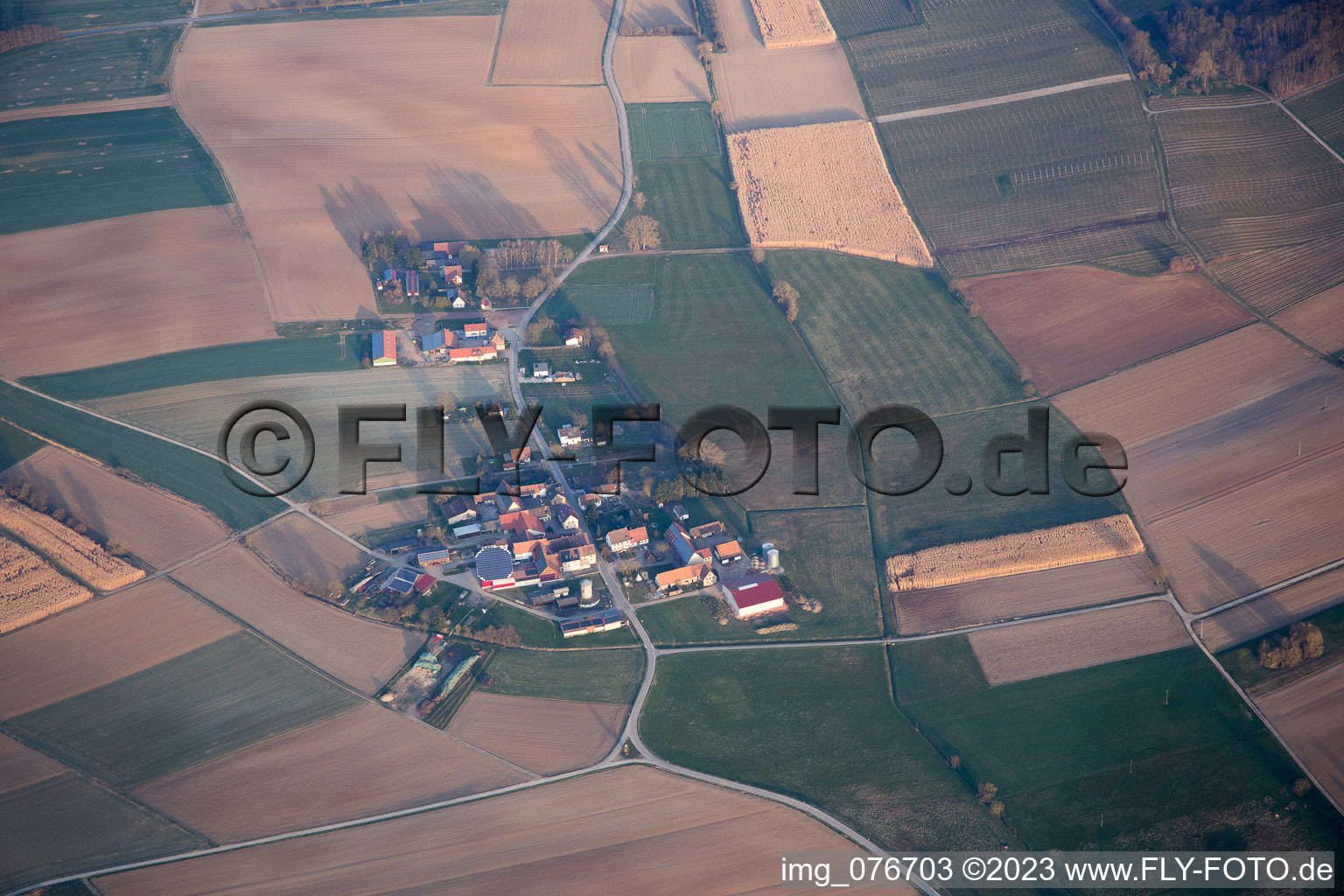 Deutschhof in the state Rhineland-Palatinate, Germany from above