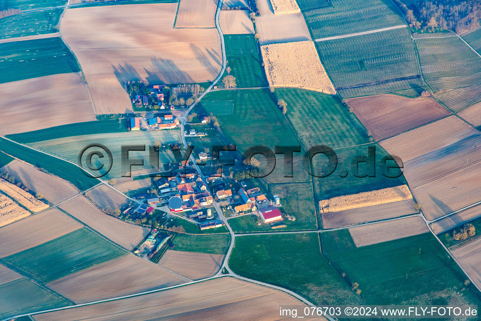 District Deutschhof in Kapellen-Drusweiler in the state Rhineland-Palatinate, Germany from above