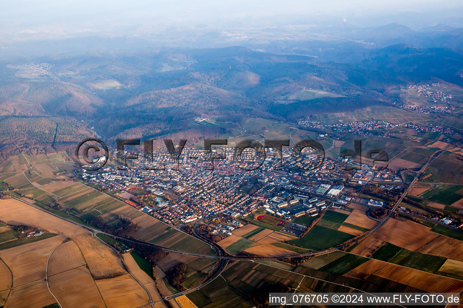 Bad Bergzabern in the state Rhineland-Palatinate, Germany out of the air