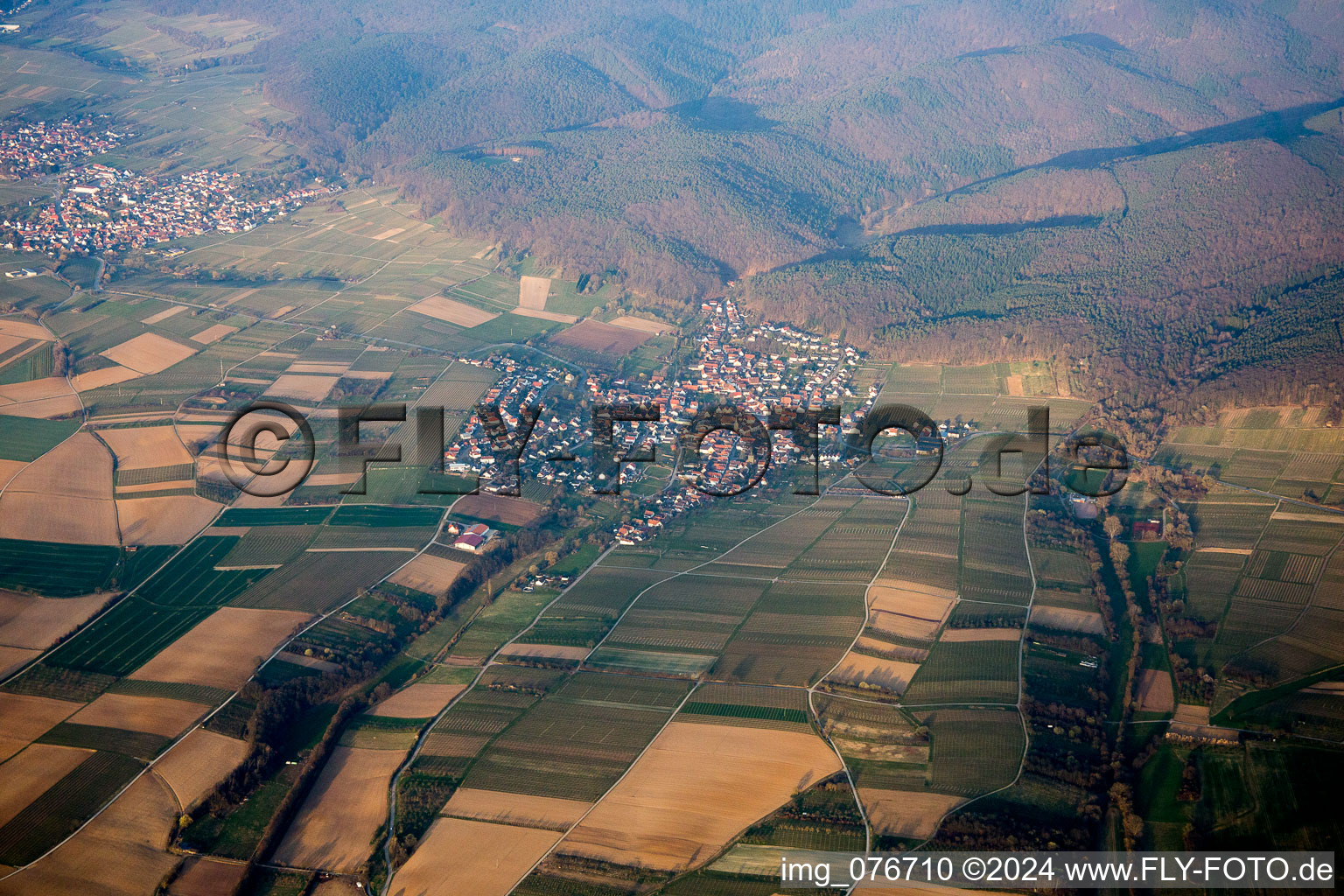 Oblique view of Oberotterbach in the state Rhineland-Palatinate, Germany